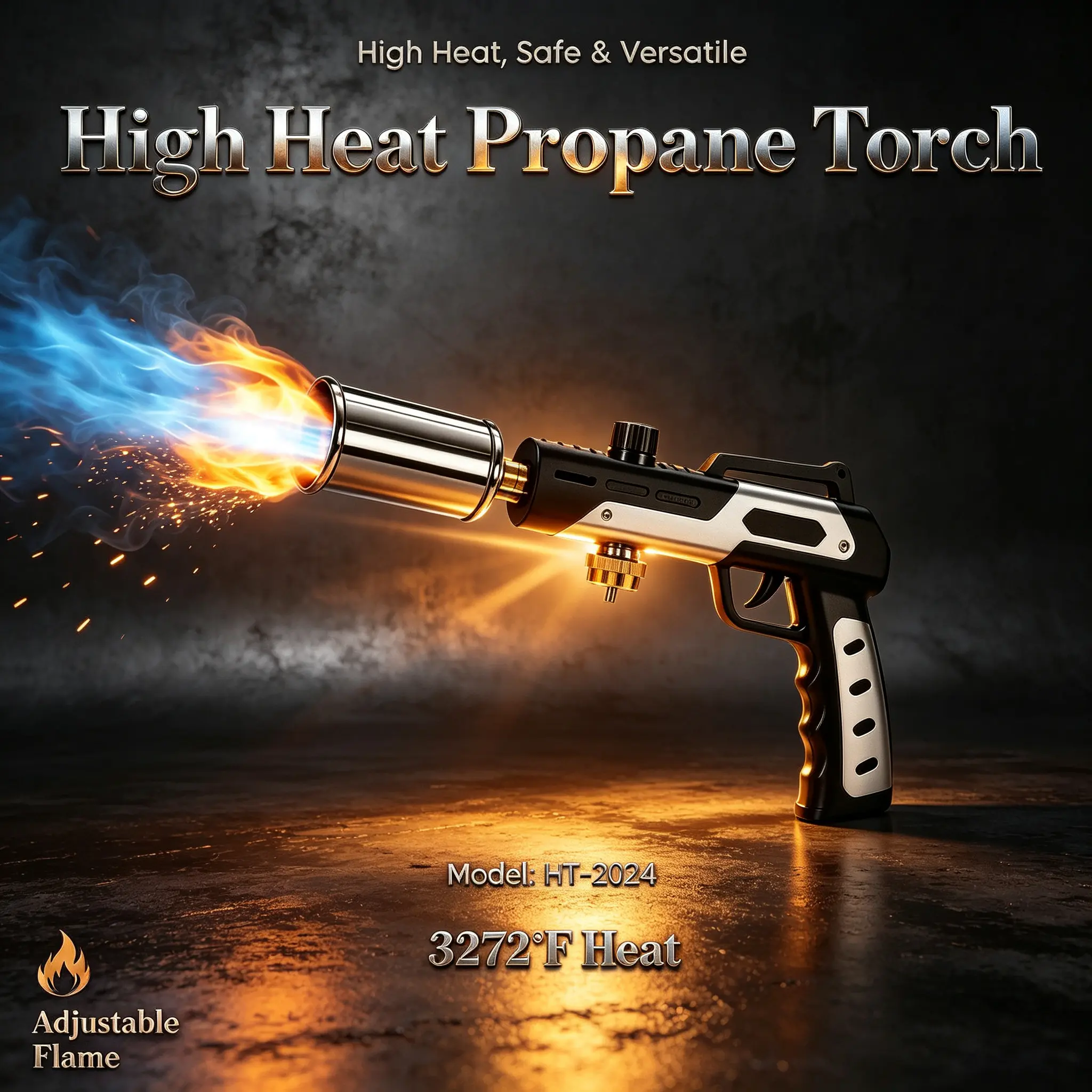 【DealsForYou】Portable Propane Torch Gun, 3272°F High Heat Power Tool with Adjustable Flame, Safety Lock, Kitchen Nozzle, for Grilling Enthusiasts (Weddings, Campfire/BBQ Party, Indoor/Outdoors) (1pc, Propane Tank Not Included)