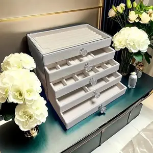 Light Luxury Flannel Multi-layer Jewelry Box | Large Capacity Compartment Storage, Perfect for Rings / Necklaces / Earrings, Say Goodbye to Mess