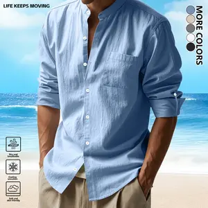 LIFE KEEPS MOVING Men’s Casual Button-Up Shirt Men’s Casual Shirt T‑Shirt Outdoor Casual Shirt Open-Front Buttoned Top Summer Retro Beach Vacation Shirt Beach Party