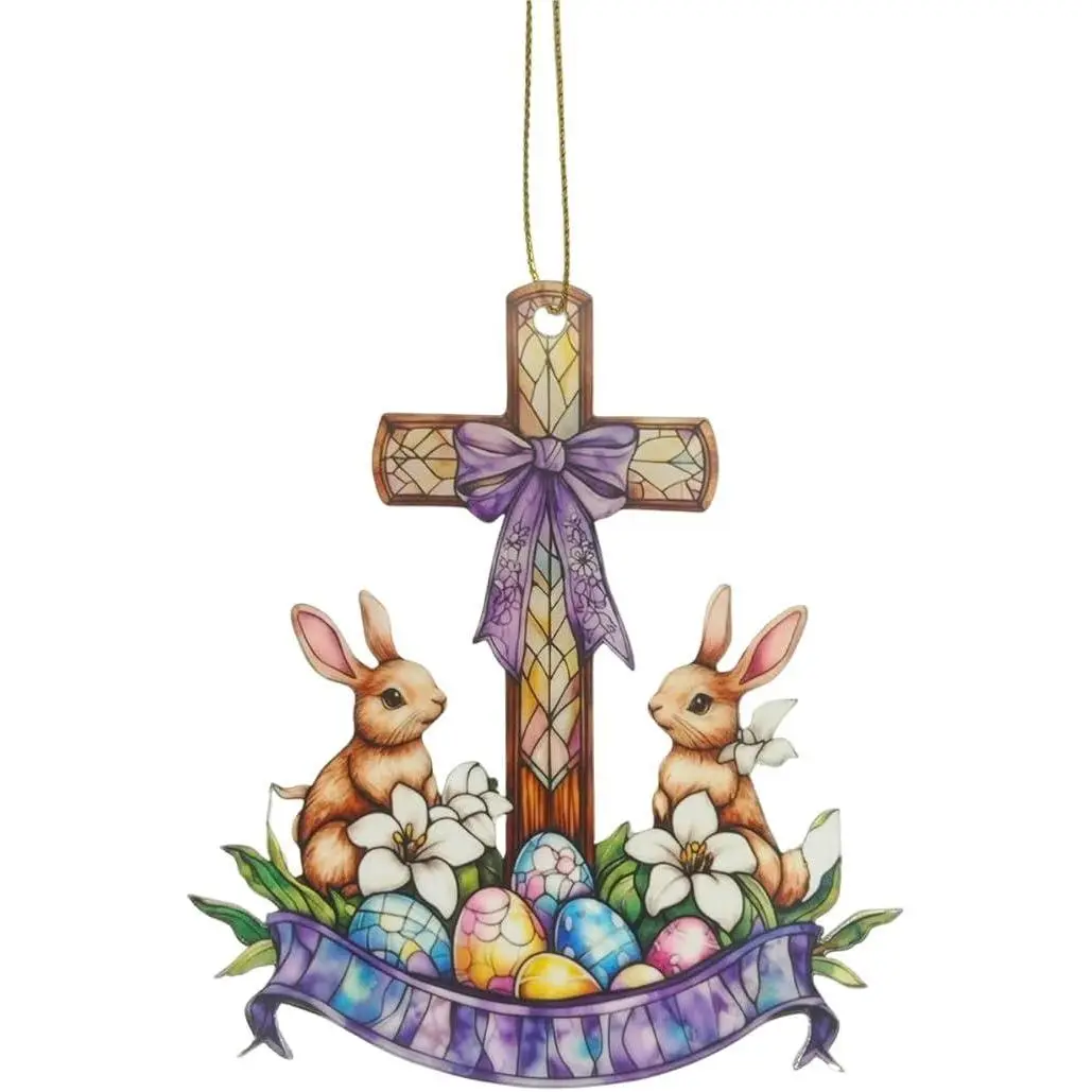 2d Flat Acrylic Suncatcher Easter Ornaments, Christian Easter Decor, Religious Cross Ornament, Acrylic Suncatcher Effect, Easter Egg Ornaments, He is Risen Easter Decor for Home, Easter Basket Ideas, Christian Easter Basket