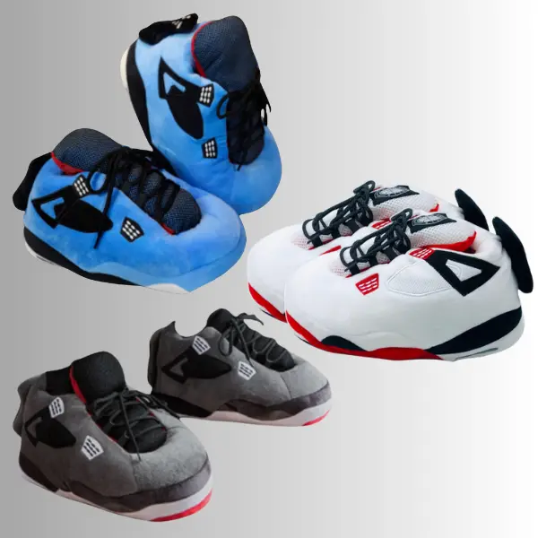 Sneaker Inspired Comfortable Plush House Shoes Slippers - One Size Fits Most US Sizes 4-10