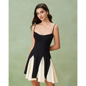 Black Contrast Slip Mini Dress