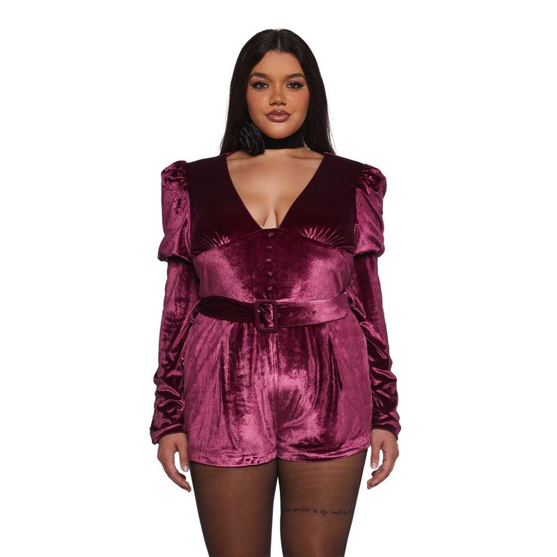 Chic Manners Velvet Romper - Pink