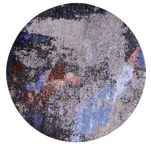 SUPER SALE 6' Round Modern Abstract Hand Knotted Wool & Silk Rug - Q19879