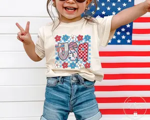 Coquette 4th of July Shirt For , USA Flag T-shirt, Red White Blue Floral Shirts, Independence Day Gift,  Tee, Fourth Of July Shirt