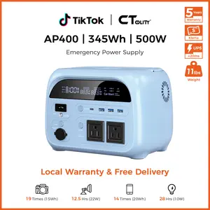 [Summer Vibes]CTOLITY AP400 Light Blue Portable Power Station – 500W High Capacity Backup Battery for Outdoor, Camping, and Emergency Use with Multiple USB & AC Outlets