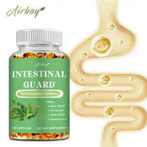 120 Airboy dietary supplements to support gut health. A gentle gut support complex with a natural blend of extracts including wormwood, black walnut, buttercup, clove, and garlic.