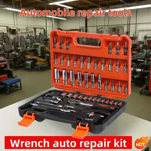 53Pcs 1/2" Drive Impact Socket Set – Chrome Vanadium Steel, SAE & Metric (10-24mm, 3/8"-1-1/4"), with Storage Case, for Automotive Repair