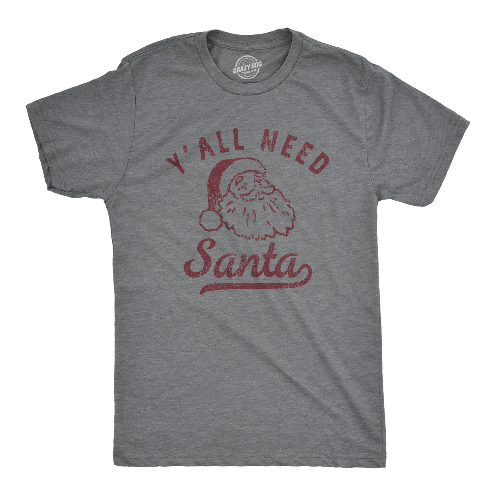 Mens Yall Need Santa T Shirt Funny Xmas Party Jesus St Nicholas Lovers Tee for Guys Mens Funny T Shirts Cool Vintage Fashion T-Shirt Gift Classic Menswear Christmas Apparel for Men Funny Sarcastic Short Sleeve Dark Grey