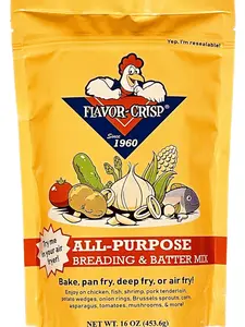 Flavor-Crisp All Purpose Breading & Batter Mix 16oz, Crispy Coating for Chicken Fish Shrimp Veggies Pork, Air Fryer & Deep Fry Seasoned Fry Batter Mix