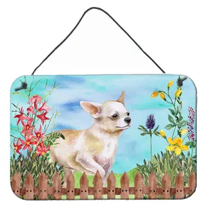 212 MAIN Rust-Proof Chihuahua Leg Up Spring Hangable Aluminium Artwork, 8x12 in Hanging Wall Print, Home Decor for Wall or Door
