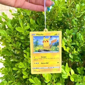 Anime Car Air Freshener, Pika, Cute Gifts, Cool gifts, Car Accessories, Gifts for Him, Pokemon, Pokemon Lover, Trading Cards, Hangable, Black Ice