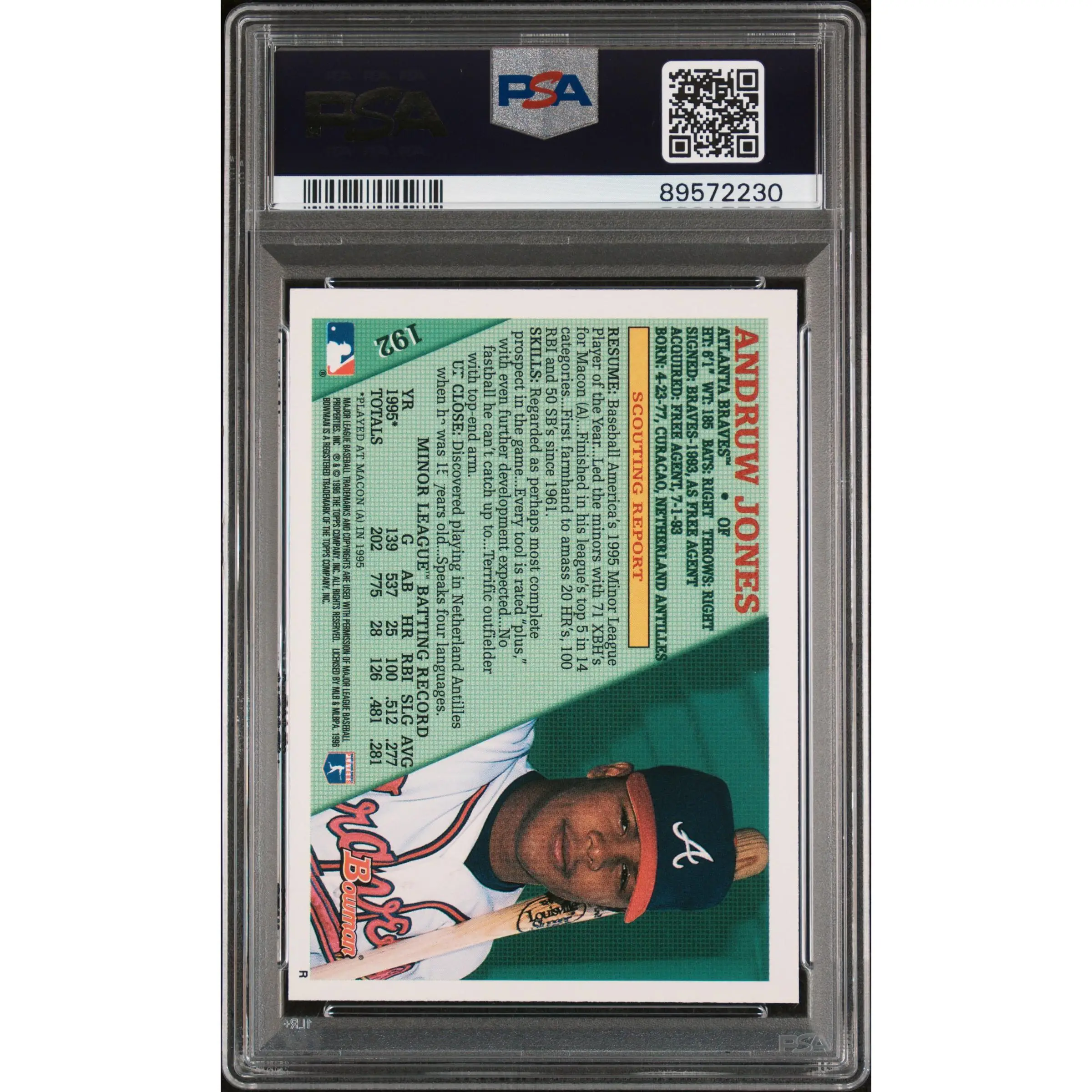 Andruw Jones PSA 1996 Bowman Foil Rookie Card #192 9 89572230