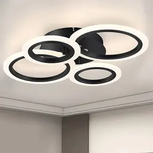 Modern LED Ceiling Light, 4-Light Ring Acrylic Recessed Ceiling Lamp, Living Room Bedroom Kitchen Dining Office Use, Interior Lights, 3000k-6500k