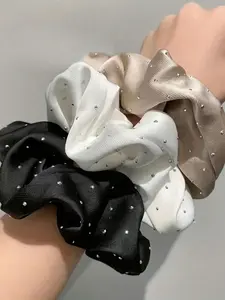 3pcs Women's Three-Color Rhinestone Hair Ties, Soft Comfortable, Fresh Style, Secure Loose Hair, Perfect for Home, Makeup, Photoshoots, Scrunchies