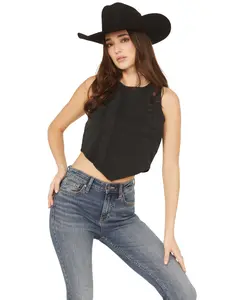 Originality Women's Solid Handkerchief Hem Tank Top - A2954k681ji-Blk