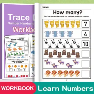 Math Practice Book, 1-20 Number Tracing, Early Learning, Addition Subtraction, Monster Theme, Colorful Pages, Classroom Home Study, Easter Christmas Gift