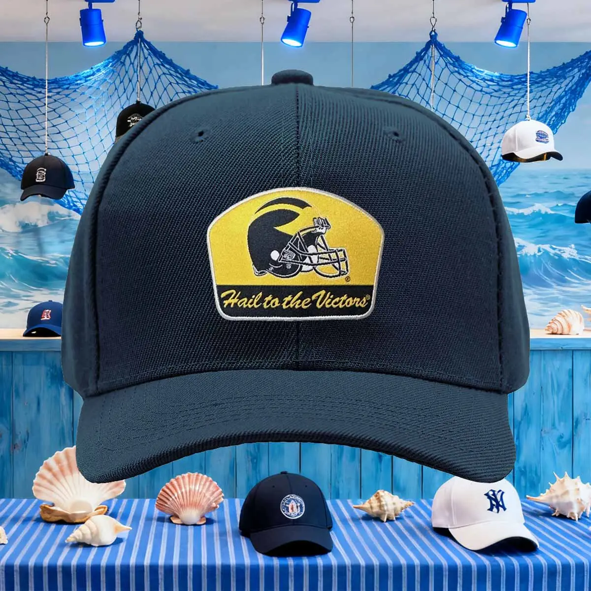 Michigan Wolverines   Trucker Hat Hail To The Victors Adjustable OSFA Retro Fun Truck Driver Baseball Hat