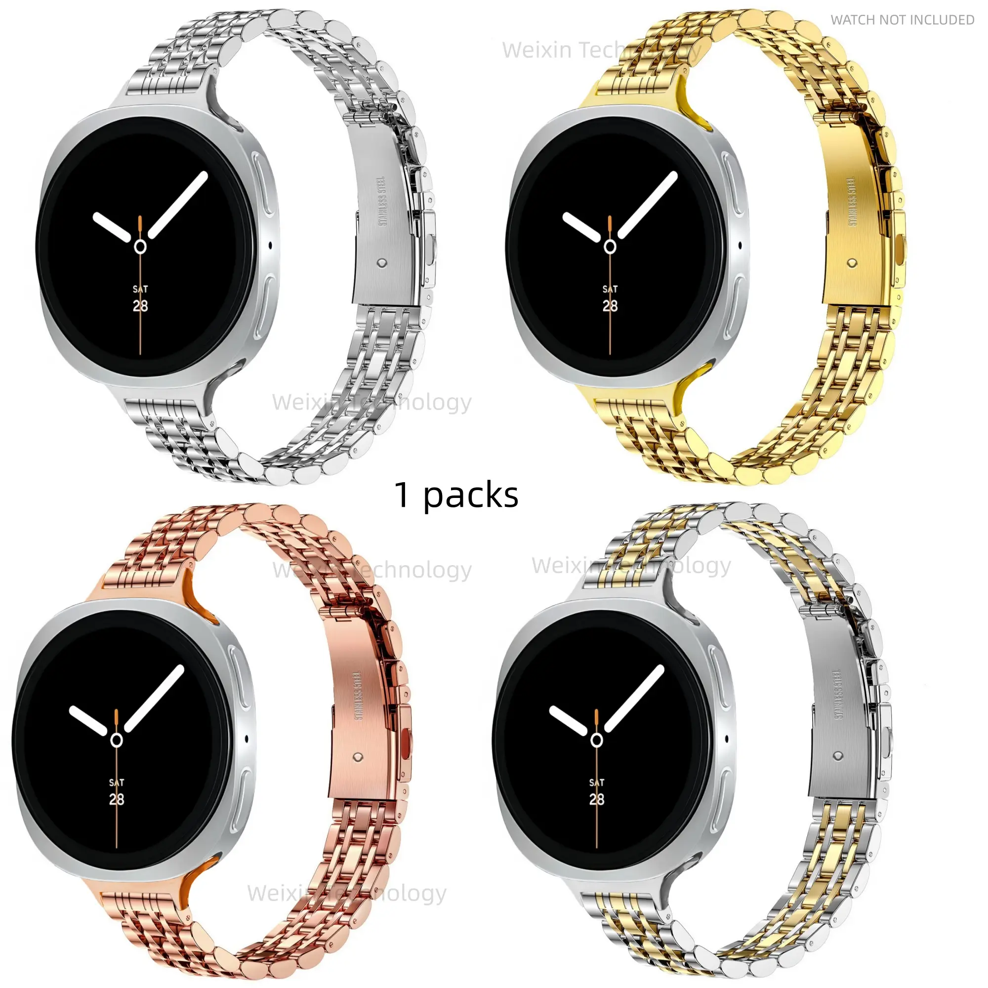 Suitable for Galaxy Watch 8 Classic 46mm/Galaxy Watch 8 40mm 44mm Stainless Steel Strap 46mm Thin Stainless Steel Strap Suitable for watch8 40mm Adjustable Strap, Solid Metal Business Replacement Strap Women's Strap