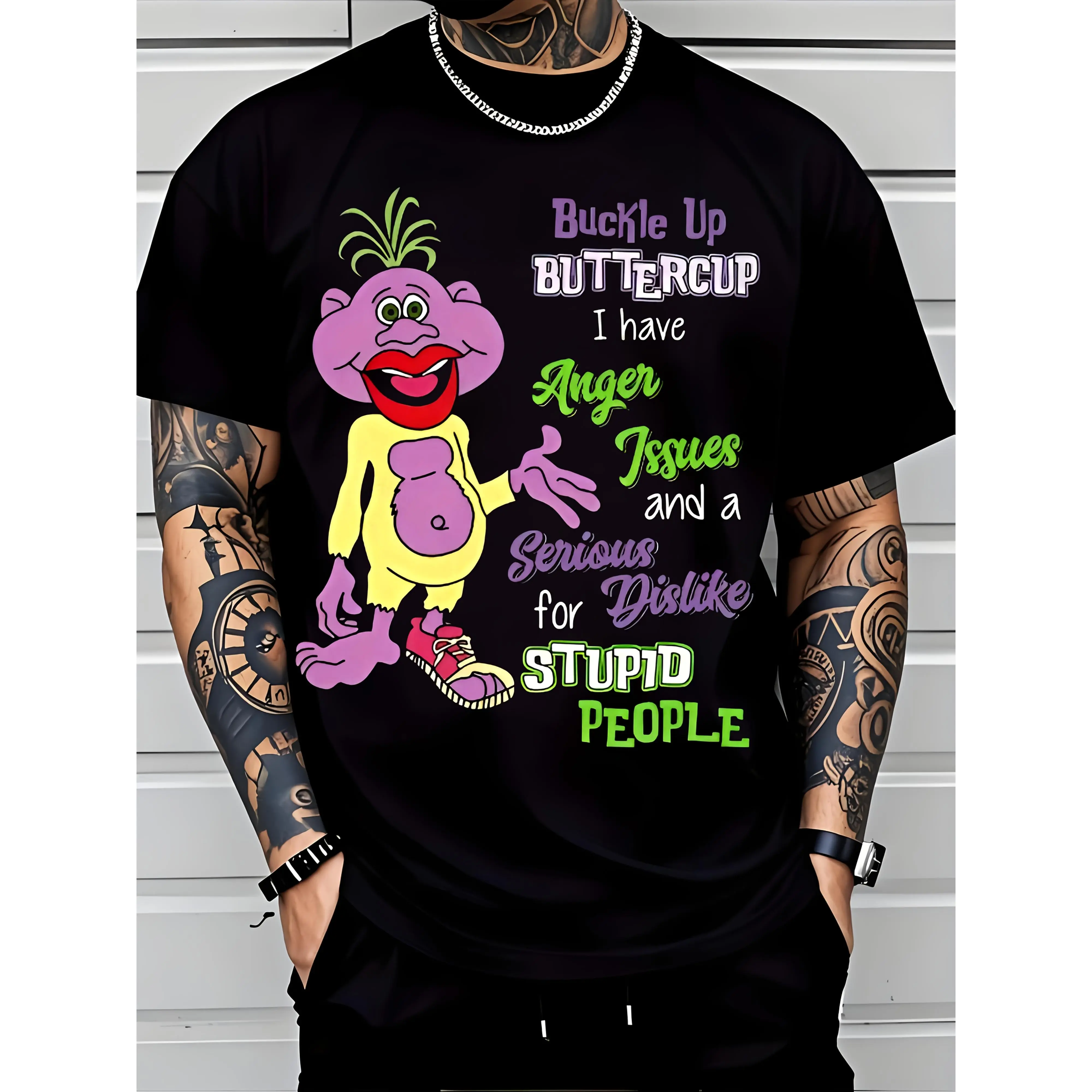 Women's Classic Cotton Geometric Short-Sleeve Round-Neck Savage Funny Insult T-Shirt | Unisex Bold Statement Tee with "How Can You Be Ugly, Angry, Stupid And Still Like My Shirt" Print for Roasting Friends, Comedy Gifts
