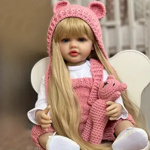 Reborn doll Full body Soft vinyl newborn doll 55 cm 22 inches lifelike princess Toddler Baby girl birthday gift 1 set of clothes and stuffed animals