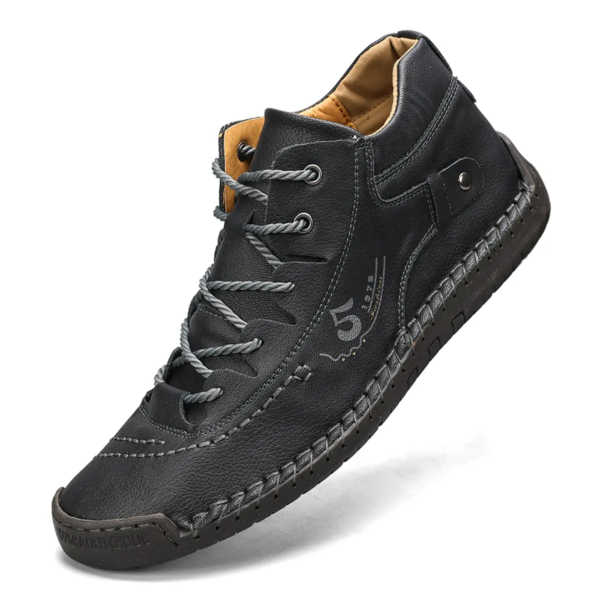 Men's Classic Chukka Ankle Boots in PU Leather, Lightweight Round Toe Casual Footwear with Laces for All Seasons, Leather Uppers, Rubber Sole, Driving, Ankle Height, Flexible, Eu39(Us7.5)