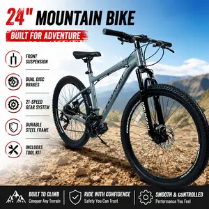 Elon 26 Inch Mountain Bike All Terrain 21 Speed MTB Bicycle with Disc Brakes Durable Carbon Steel Frame for Men Women Trail Riding Touring Urban Commuter Adult Outdoor Off Road Cycling City Fitness Bike Gear