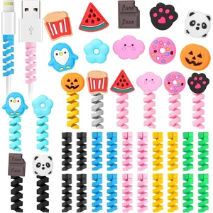 40 Pieces Phone Protect Accessory Charging Cable Protectors Cute Charger Protectors Saver USB Charger for Cellphone Data Lines, Various Styles Animal Smartphone