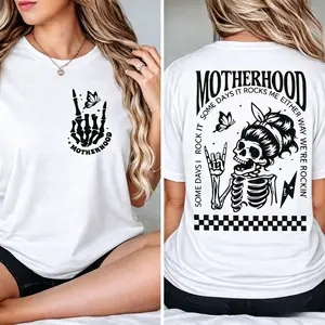 "Motherhood: Sometimes I Rock It, Sometimes It Rocks Me" shirt – a perfect unisex cotton tee for moms, great for Mother's Day!