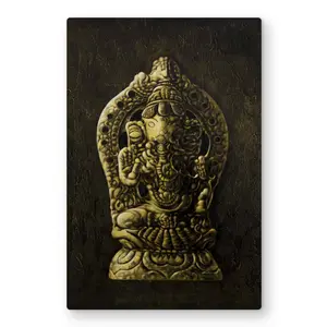 212 MAIN Lord Ganesha Black Spiritual Aluminium Lightweight Metal Print Wall Art, 24x36 in - Elegant Large Wall Religious Decorations, Artistic Home Decor, Gift Option