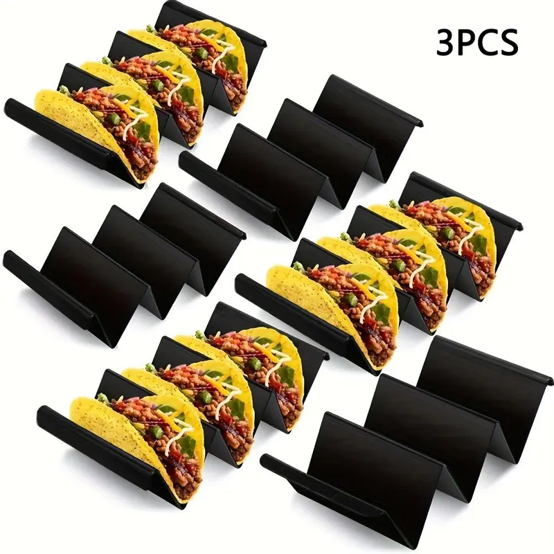 Taco Holders, Durable PP Material, Large Tray Plates Holds Up to 3 or 2 Tacos Each, Perfect for Restaurants & Home Use, Kitchen Tool, Kitchen Accessories, Kitchen Supplies