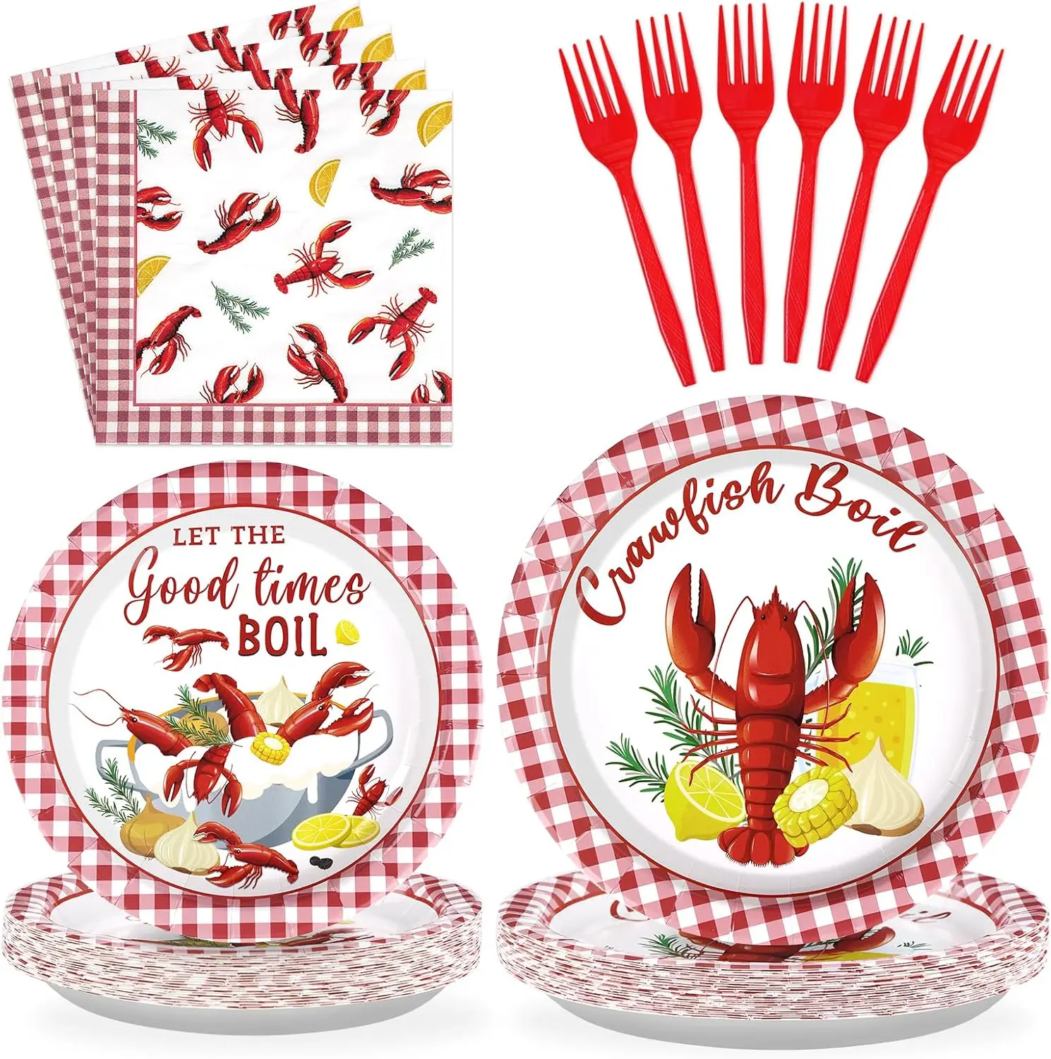 96 Pcs Crawfish Boil Lobster Birthday Party Decorations Serves 24