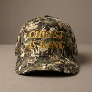 Christ is King Camo Hat | Christian Baseball Cap | Faith Based Apparel | Jesus Hat | Christian Gifts for Men | Outdoor Camouflage Hat