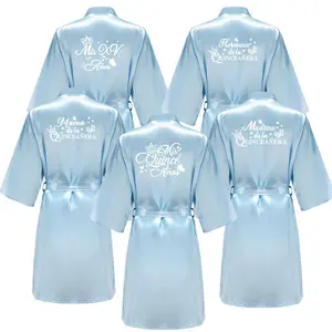 Princess Sweet 15 Years Girl Birthday Party Robes Quinceanera Robe Mis XV Bathrobe Silkly Nightgown