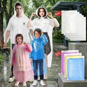Family Pack Disposable Emergency Rain Ponchos for Adults and Kids - Lightweight Waterproof Reusable Rainwear Perfect for Outdoor Activities Camping Hiking Travel Sports Events Weather Protection Hooded Poncho