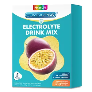 HyperLife CuminUp60 Electrolyte Drink Mix with Turmeric & Curcumin 600mg Inulin Prebiotic Fiber Passion Fruit Flavor 15 Packets Sugar Free Non-GMO Gluten-Free Sports Nutrition Electrolyte Replacement Drinks Healthcare Vitamin apple cider vinegar ashwagand