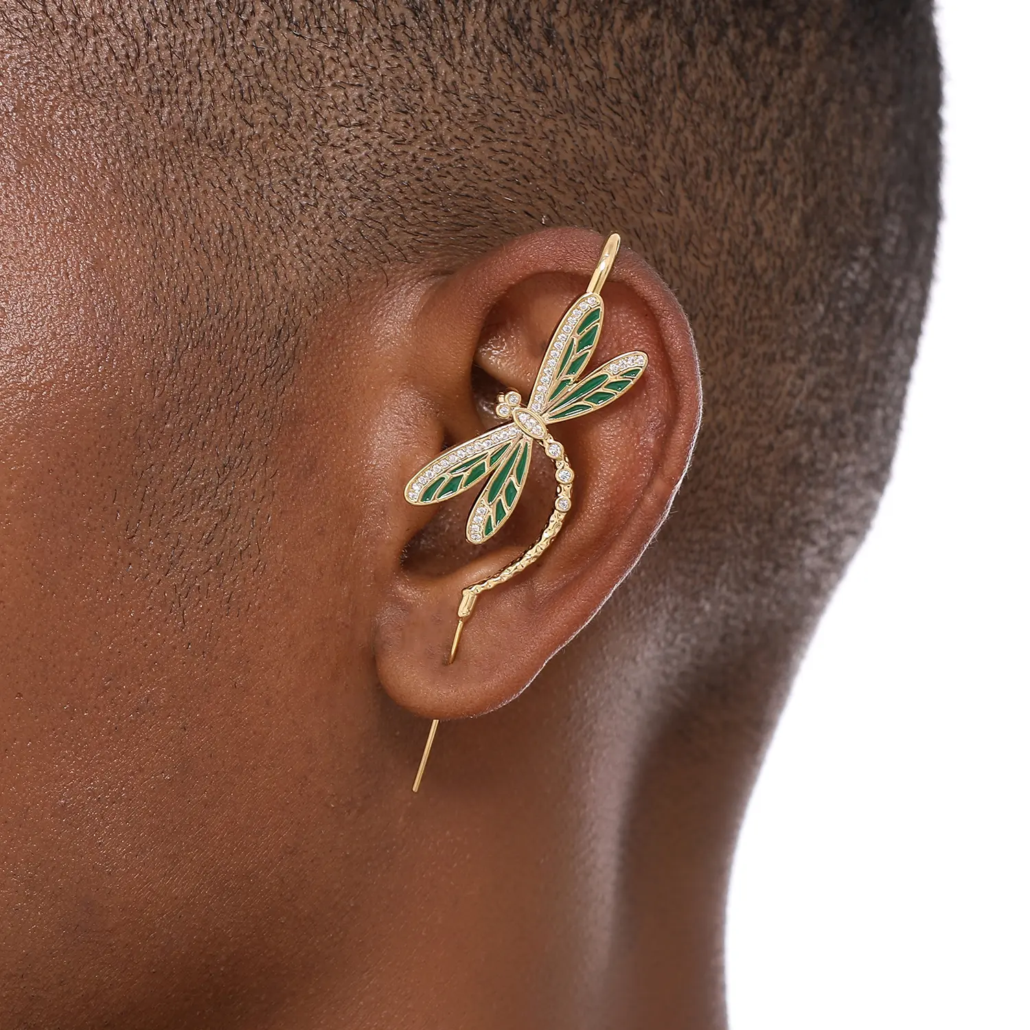 Oreylo Gold Helix Hook Earrings - Unisex One-Size Unique Animal Statement Jewelry, Adjustable Comfortable, No Helix Piercing Needed, Non-Tarnish, Ideal Gift for Women