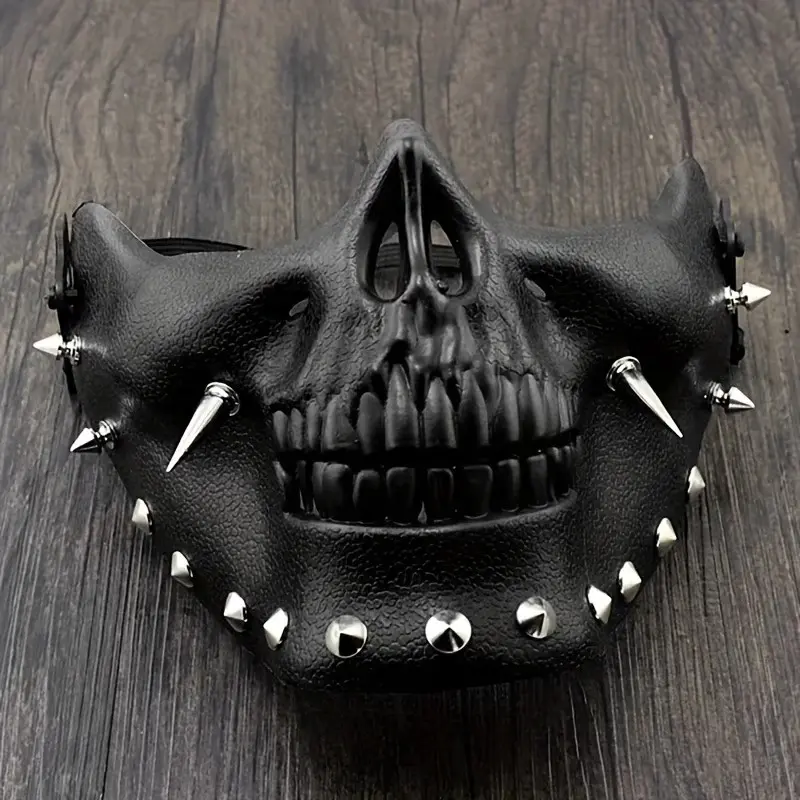 Cool Motorcycle Mask Set, Cyberpunk End-Of-Day Adjustable Edgy Half-Face Mask, Suitable for Men, Halloween Role-Playing, Motorcycles, Rave Parties