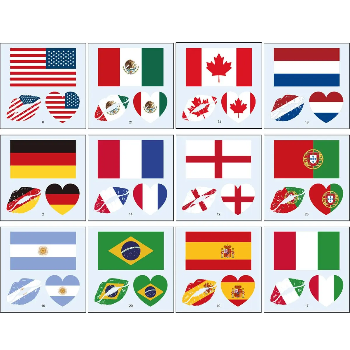 Soccer Party Face Stickers –  Flag Temporary Tattoos, Waterproof Fan Gear for Game Day & Celebration