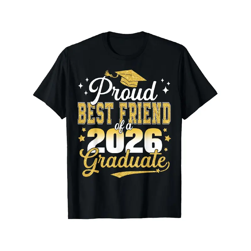 Menswear Graphic T-Shirt - Short-Sleeve, Casual Print, Proud Best Friend of a Class of 2026 Graduate Senior Tee