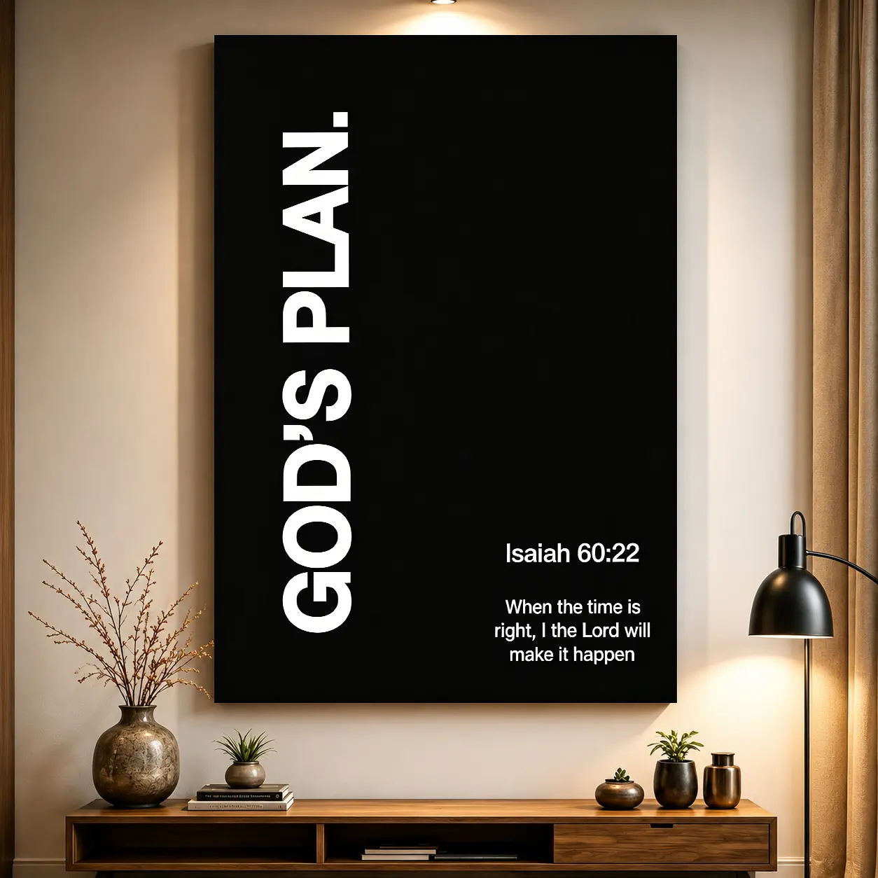 God's Plan Isaiah 60:22 Scripture Black-White Religious Canvas Wall Art - Framed/Unframed Prints, Christian Gift, Inspirational Home Office Bedroom Decor, Bible Verse Posters & Prints