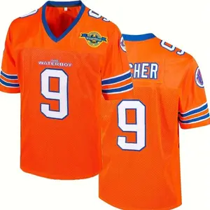 [NovaTopFinds] Bobby Boucher # 9 The Waterboy Adam Sandler Movie Mud Dogs Bourbon Bowl 50th Anniversary Movie Football Jersey