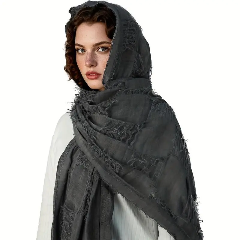 Gothic Vampire Hooded Cloak Costume Accessory, Dark Fantasy Black Cape Scarf with Vintage Brooch, Halloween Party Cosplay Outfit for Women Men