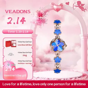 【Valentine’s Day Gift】Lucky Five-Leaf Clover Jewelry Bracelet Watch  the perfect choice for wives, girlfriends, and family. Comes with a rose-box gift set including a ring, or a heart-shaped gift box with a ring, earrings, and necklace three-piece set.