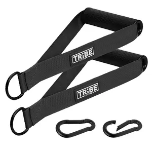 Tribe Lifting Heavy Duty Handles Set of 2 with 2 Carabiners Premium Quality Durable Exercise Accessories for Resistance Bands Cable Machines & Home Workouts Comfortable Grip Design