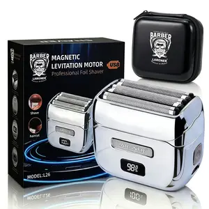 Largner Magnetic Levitation Motor Silver Color Foil Shaver for Men, Waterproof Electric Razor with LED Display & Travel Case