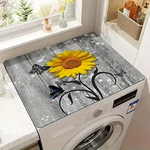 Floral Printed Dust Cover for Washing Machine, 1 Count Non-slip Water Absorbent Dust Cover, Household Dustproof Cover for Washing Machine, Microwave Oven, Home & Outdoor Decor, Dustproof Design