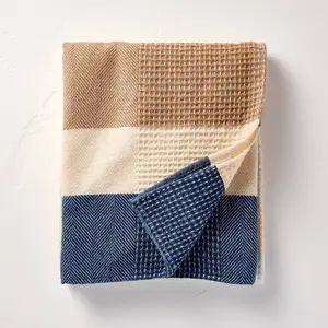 Striped Throw Blanket Cream/Blue - Hearth & Hand with Magnolia