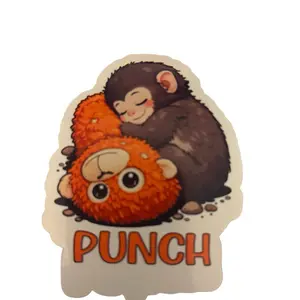 Punch the Monkey Handmade Sticker - Adorable Cartoon Design for Decor