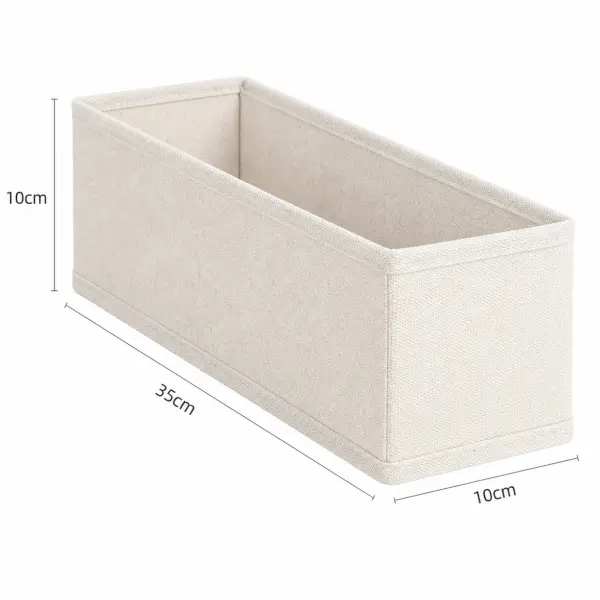 Minimalist Cotton Linen Fabric-Covered Socks Organizer Storage Box with PP Board - Adjustable, Durable, Easy-Fold Collapsible Washable Drawer Organiser for Socks, Underwear - Foldable Storage Containers for Minimalist Home Decor